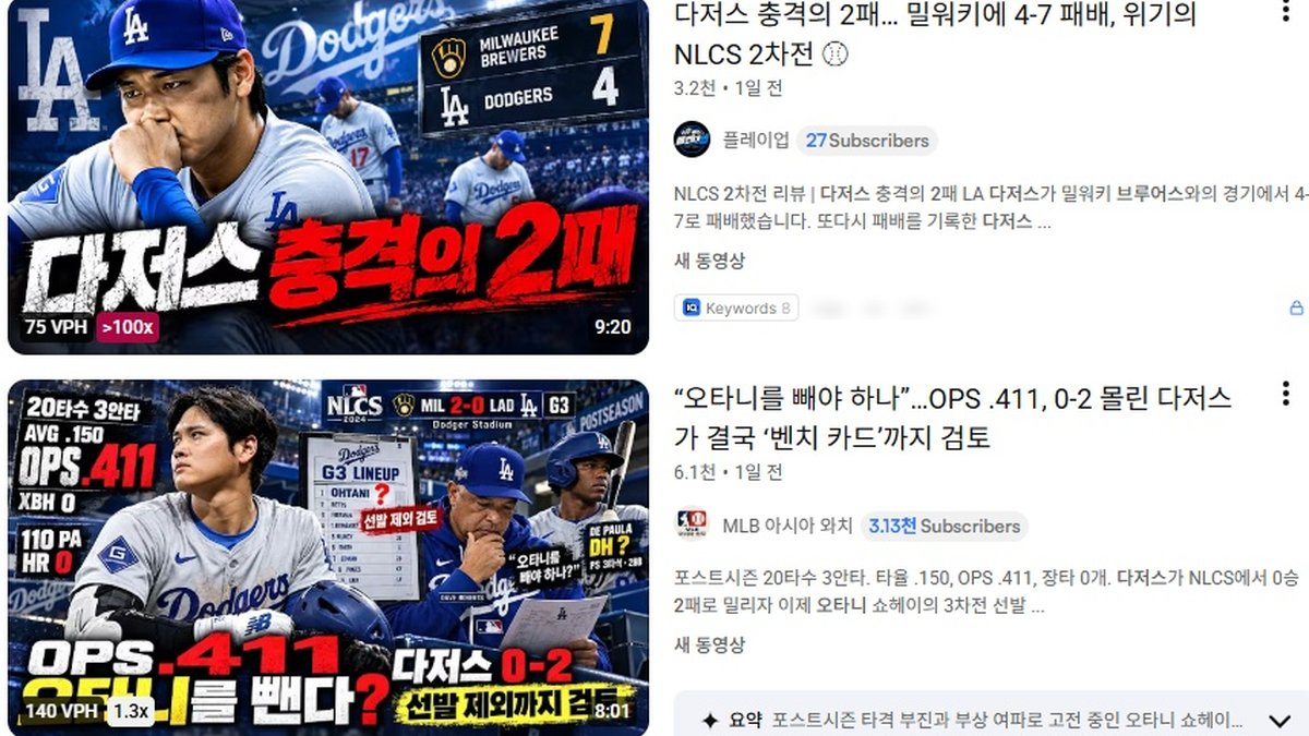 다저스, 브루어스에 2연패 뒤 벼랑 끝… 오타니 타격 부진 탈출이 관건