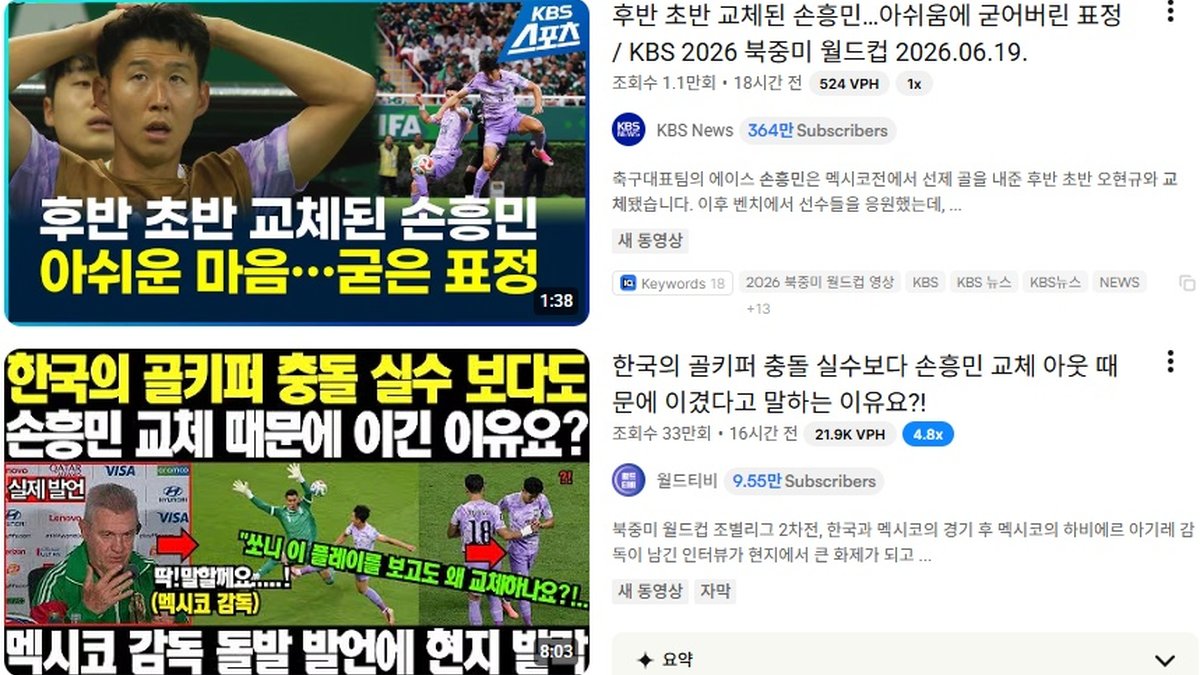 홍명보호 '캡틴 손흥민' 57분 교체 논란… 전 세계 미디어 평가 엇갈려