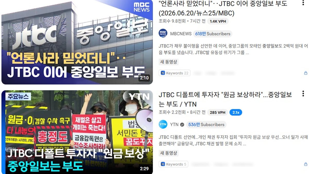 중앙일보 220억 어음 최종 부도… JTBC 등 중앙그룹 계열사도 연쇄 부도 위기