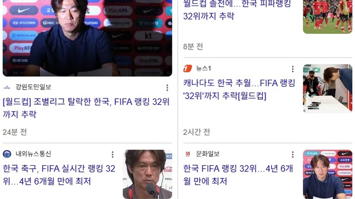 'FIFA 랭킹 32위' 추락한 한국 축구, 외신도 혹평 "현대 축구에서 사라져야 할 전술"