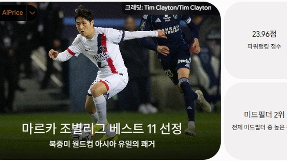 '월드클래스 등극?' 이강인, 월드컵 조별리그 베스트 11 선정... 미드필더 부문 전체 2위